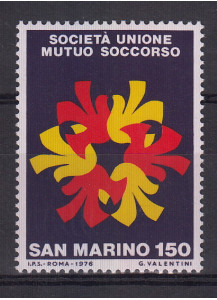 1976 San Marino 100 Anni Società Unione Mutuo Soccorso 1 valore nuovo Sassone 969